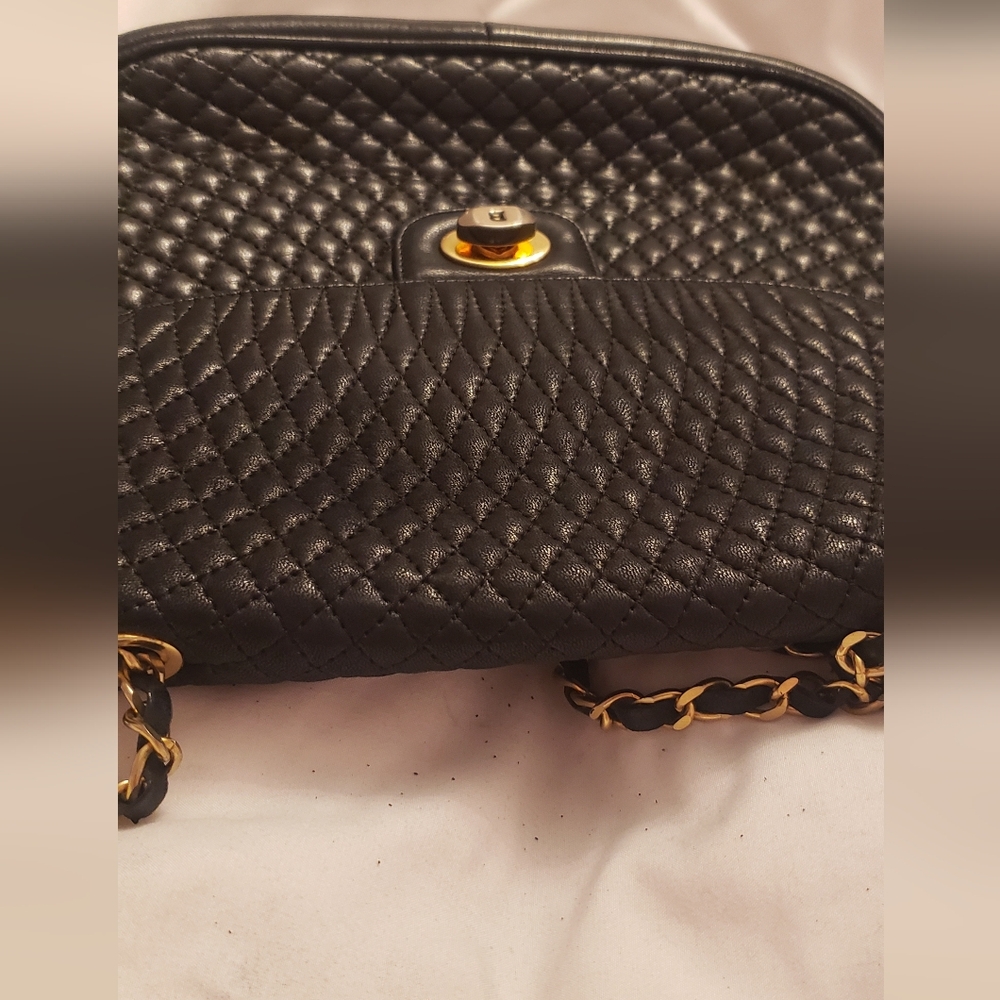 BALLY Quilted Chain Shoulder Bag Lambskin leather Black - Picture 12 of 13